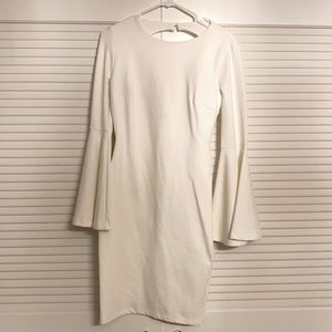 White, open back, dress